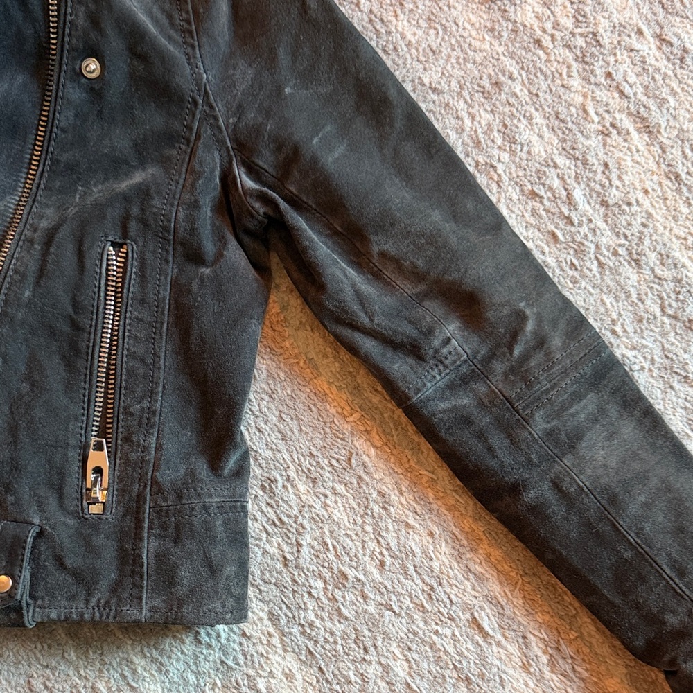 BlankNYC Black Suede Moto Jacket with Silver Hardware S grey - Picture 6 of 10
